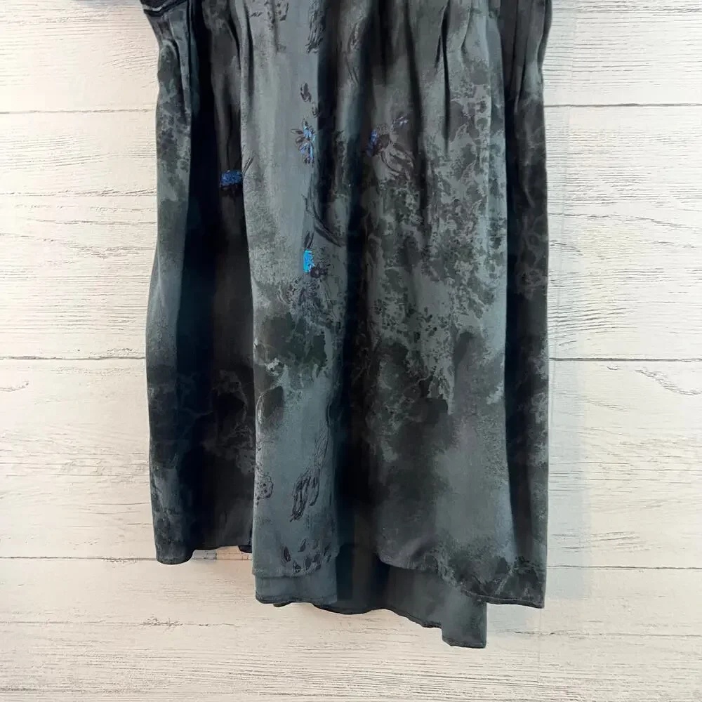 Free People Gray Floral Print Fit and Flare Cold Shoulder Dress Size 4
